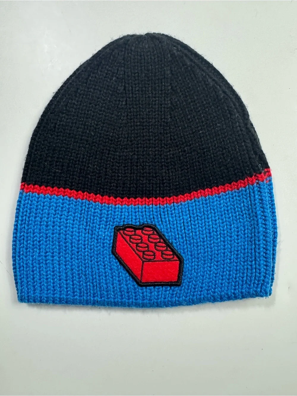 Adidas x LEGO Kids Blue Black Knit Beanie Hat One Size Acrylic Winter Cap